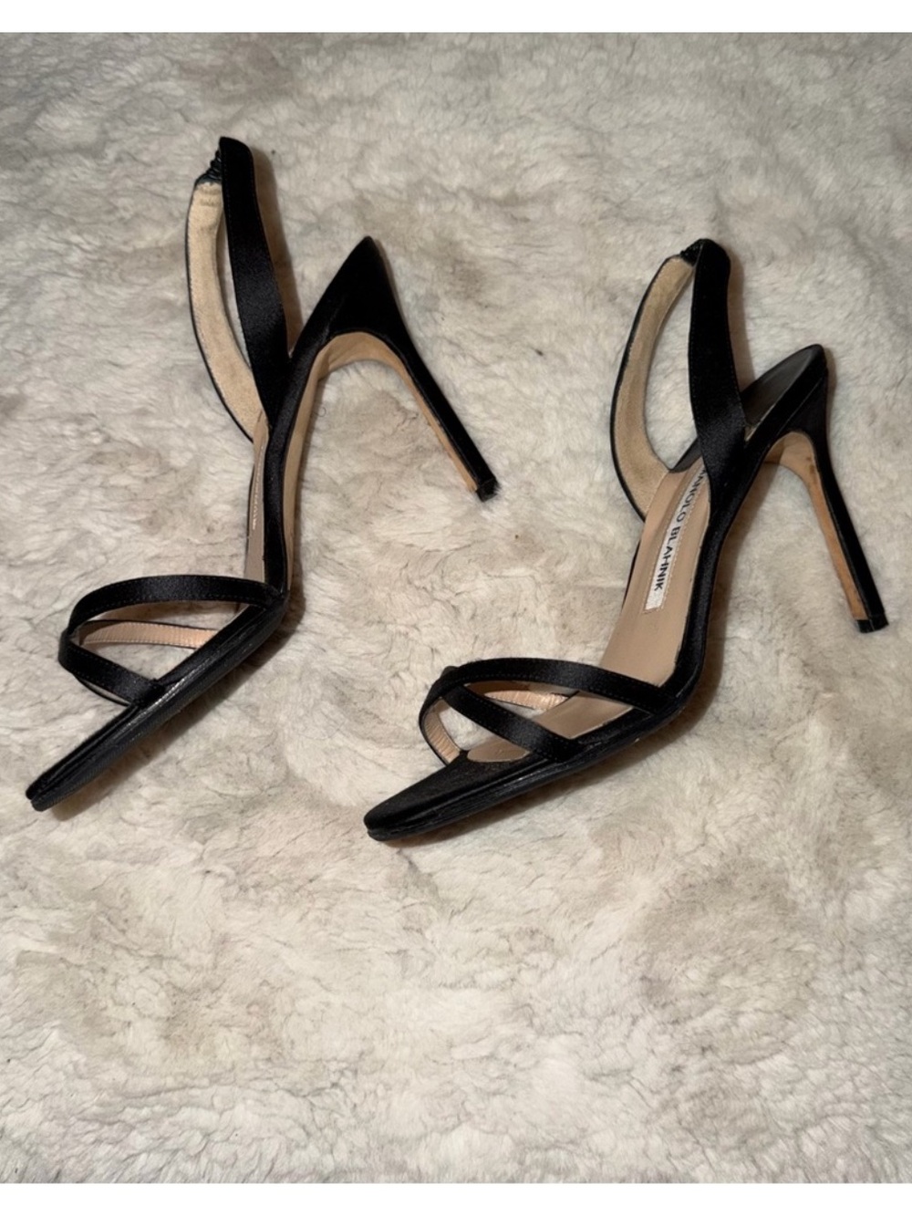 Black Manolo Blahnik sling back heels size 37
